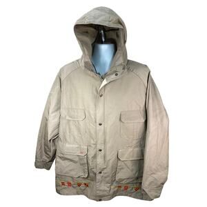 Vintage Woolrich Jacket Men 2XL Beige Multi Pockets double Zip Made in USA